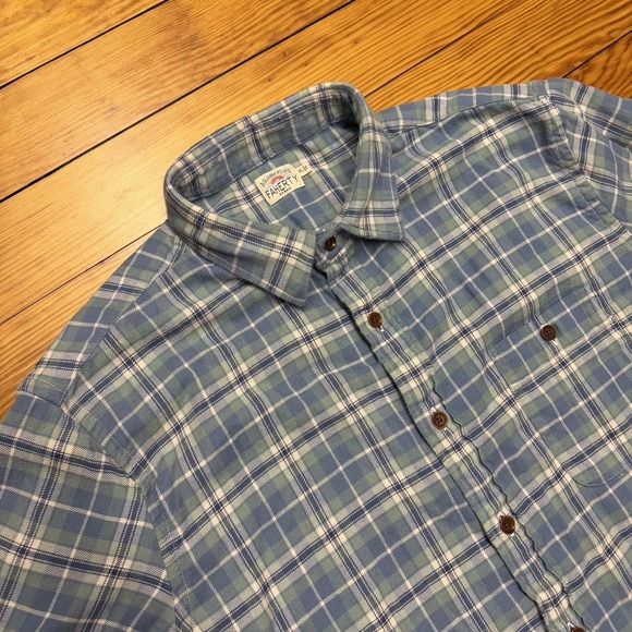 Faherty Other - Faherty Shirt Men XL Blue Green Plaid Organic Cotton Flannel Button Summer Blend